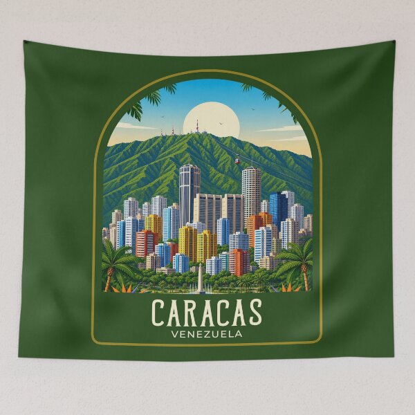 Item preview, Caracas Vintage Travel Illustration designed and sold by HomeLivingCo.