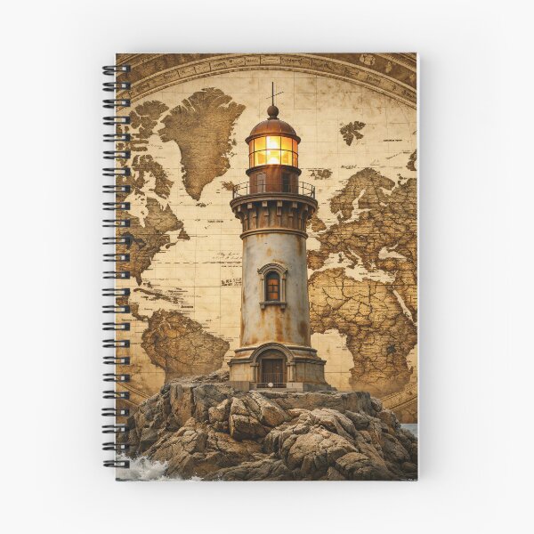 Item preview, Vintage Lighthouse World Map – Nautical Travel and Exploration Art Print designed and sold by Kaleidoscope Print.