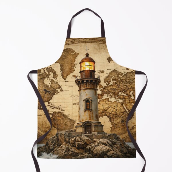Item preview, Vintage Lighthouse World Map – Nautical Travel and Exploration Art Print designed and sold by Kaleidoscope Print.