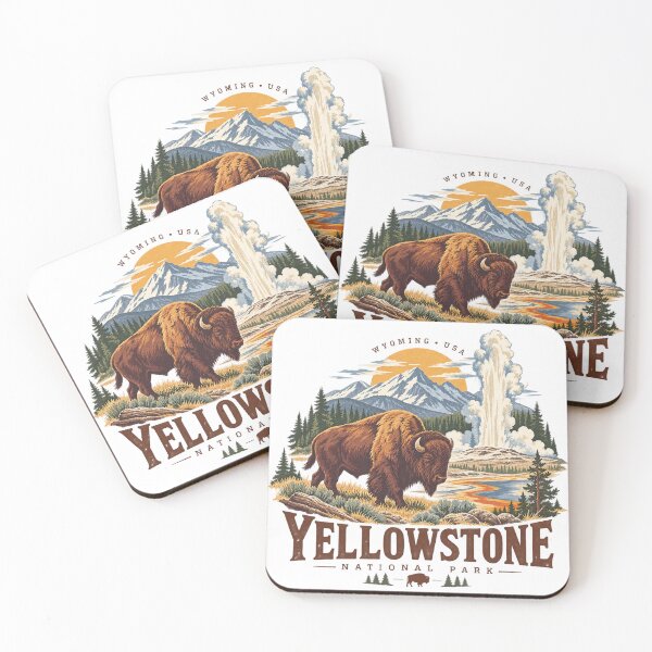 Item preview, Yellowstone National Park Vintage Bison poster designed and sold by Bakes Designs.