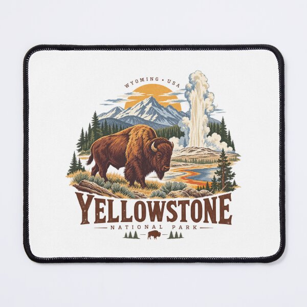 Item preview, Yellowstone National Park Vintage Bison poster designed and sold by Bakes Designs.