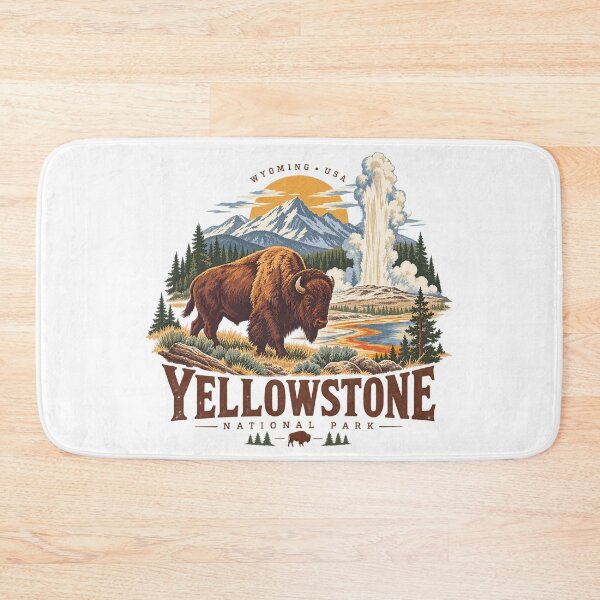 Item preview, Yellowstone National Park Vintage Bison poster designed and sold by Bakes Designs.
