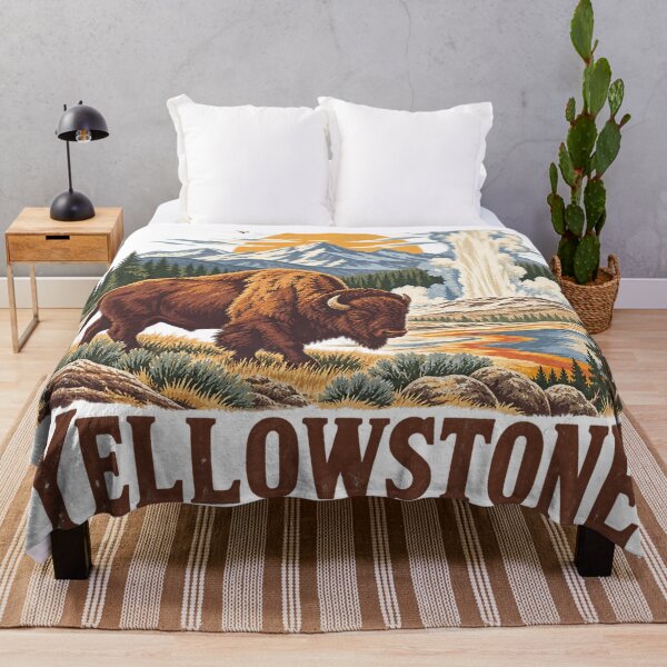 Item preview, Yellowstone National Park Vintage Bison poster designed and sold by Bakes Designs.