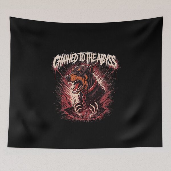 Item preview, Chained To The Abyss Doberman Skeletal Hands Red Graphic designed and sold by Enea Kelo.