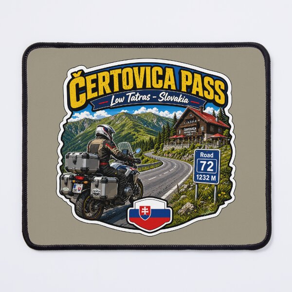 Item preview, Certovica Mountain Pass Slovakia Motorcycle Sticker TShirt 01 designed and sold by OuterShellUK.