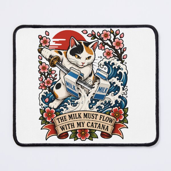 Item preview, Samurai Catana Milk Flow Japanese Tattoo designed and sold by Old's Cool Cat Studio.