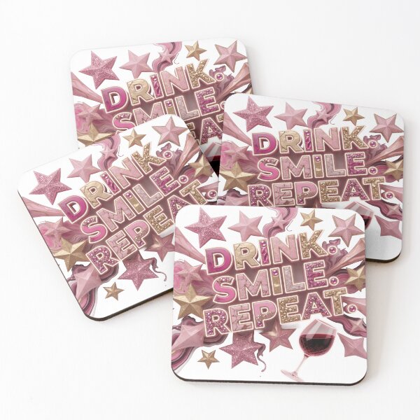Item preview, Modern DRINK SMILE REPEAT Artistic Motif designed and sold by dazzlemakers.