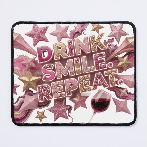 Item preview, Modern DRINK SMILE REPEAT Artistic Motif designed and sold by dazzlemakers.