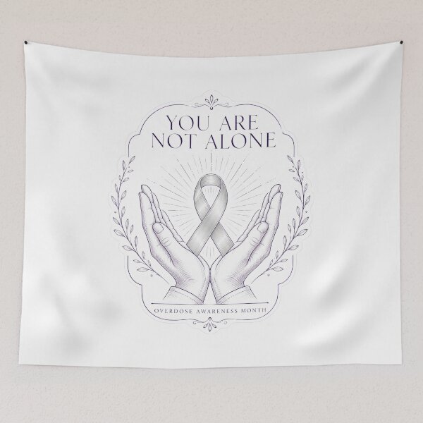 Item preview, Overdose Awareness Month You Are Not Alone Hands Holding Ribbon Art Support Gift for Advocates designed and sold by Nightarel.