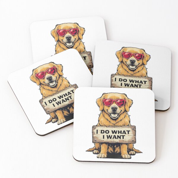Item preview, Cool Golden Retriever Dog – “I Do What I Want” Funny Pet Art designed and sold by Luna & Cleo Creative.