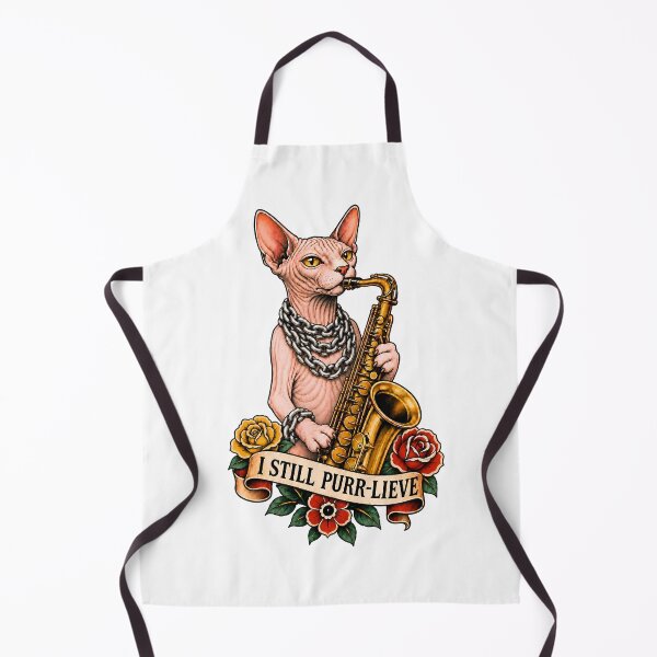 Item preview, Sphynx Cat Saxophone I Still Purr-Lieve Tattoo designed and sold by Old's Cool Cat Studio.