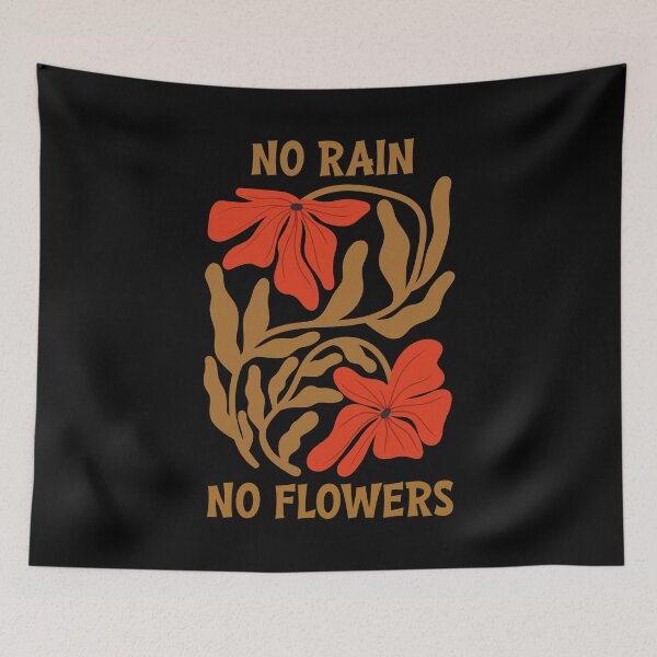 Item preview, No Rain No Flowers Retro Floral Graphic designed and sold by Aniko Tulipan.
