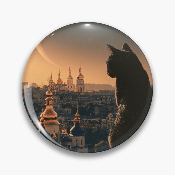Item preview, Vintage Kyiv Black Cat Travel Poster Retro Ukraine Cityscape Art designed and sold by ROD.