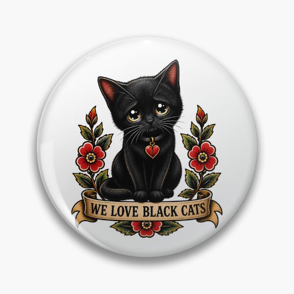 Item preview, Cute Black Cat We Love Black Cats Tattoo designed and sold by Old's Cool Cat Studio.