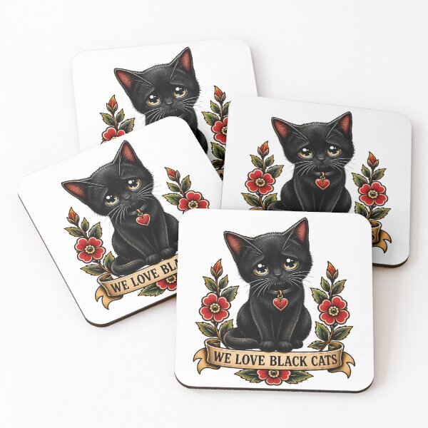 Item preview, Cute Black Cat We Love Black Cats Tattoo designed and sold by Old's Cool Cat Studio.