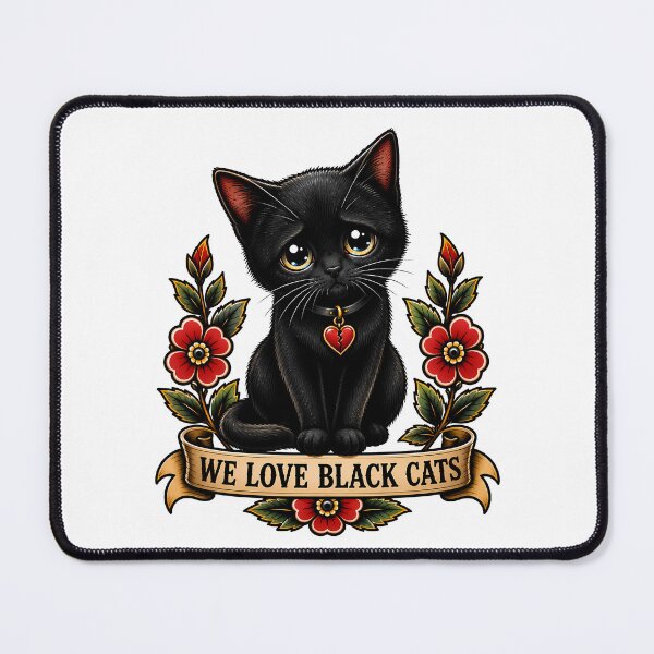 Item preview, Cute Black Cat We Love Black Cats Tattoo designed and sold by Old's Cool Cat Studio.