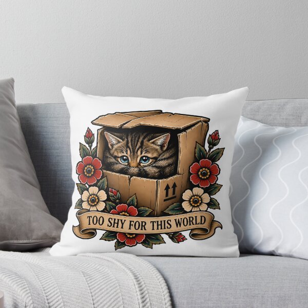 Item preview, Cute Shy Kitten In Box Traditional Tattoo Art designed and sold by Old's Cool Cat Studio.