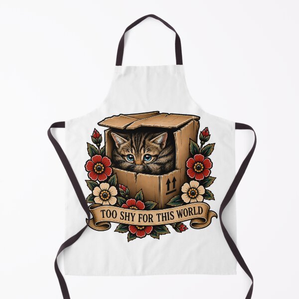Item preview, Cute Shy Kitten In Box Traditional Tattoo Art designed and sold by Old's Cool Cat Studio.