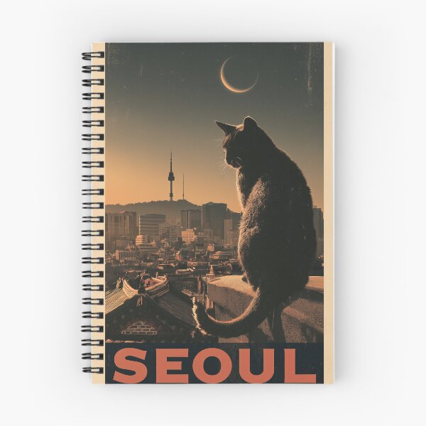 Item preview, Retro Seoul Black Cat Travel Poster Vintage South Korean Namsan Tower Art designed and sold by ROD.