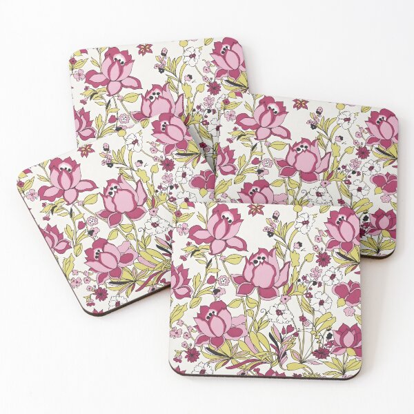 Item preview, Retro Pink Lotus Floral - Vintage Boho Flower Pattern designed and sold by Ela Art Space .