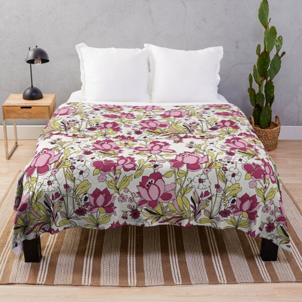 Item preview, Retro Pink Lotus Floral - Vintage Boho Flower Pattern designed and sold by Ela Art Space .