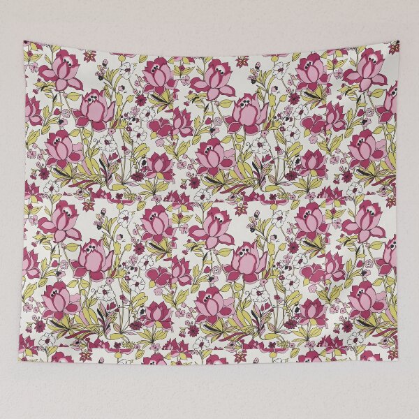 Item preview, Retro Pink Lotus Floral - Vintage Boho Flower Pattern designed and sold by Ela Art Space .