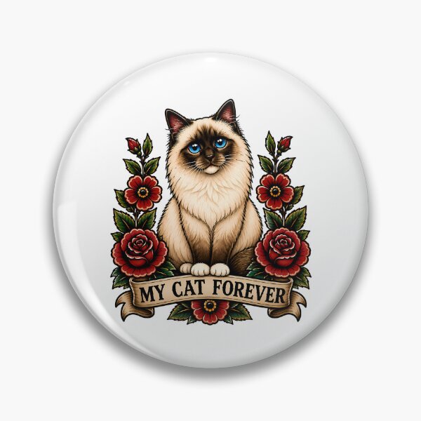 Item preview, My Cat Forever Siamese Traditional Tattoo Art designed and sold by Old's Cool Cat Studio.