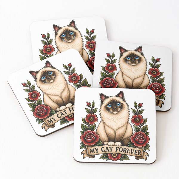 Item preview, My Cat Forever Siamese Traditional Tattoo Art designed and sold by Old's Cool Cat Studio.