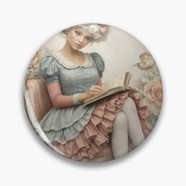 Item preview, Vintage Girl Reading with Roses – Shabby Chic Victorian Storybook Art Print designed and sold by Kaleidoscope Print.