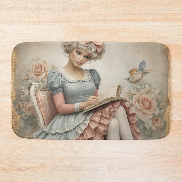 Item preview, Vintage Girl Reading with Roses – Shabby Chic Victorian Storybook Art Print designed and sold by Kaleidoscope Print.