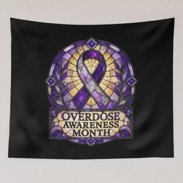 Item preview, Overdose Awareness Month Stained Glass Ribbon Art Support Gift for Advocates designed and sold by Nightarel.