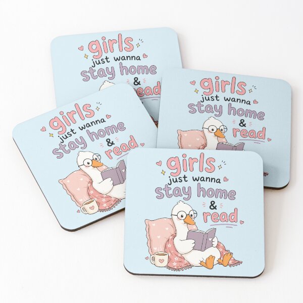 Item preview, Girls Just Wanna Stay home & read goose reading book  designed and sold by BrownHorse90s.