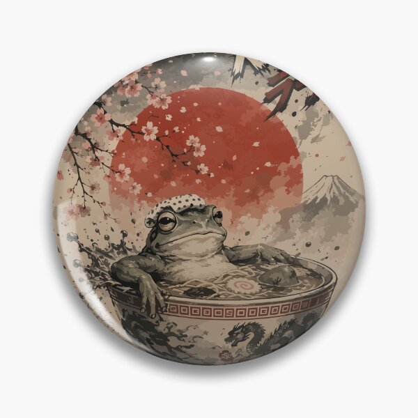 Item preview, Frog Bath Ramen Sumie Japanese Vintage designed and sold by TomFrontierArt.