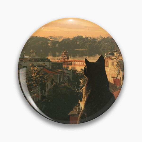 Item preview, Retro Hanoi Black Cat Travel Poster Vintage Vietnam Hoan Kiem Art designed and sold by ROD.