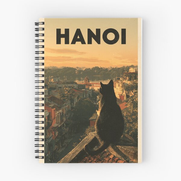 Item preview, Retro Hanoi Black Cat Travel Poster Vintage Vietnam Hoan Kiem Art designed and sold by ROD.