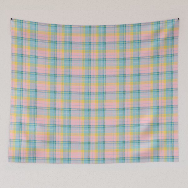 Item preview, 60s Pastel Plaid Pattern - Retro Pink Blue Yellow Tartan designed and sold by Ela Art Space .