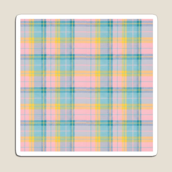 Item preview, 60s Pastel Plaid Pattern - Retro Pink Blue Yellow Tartan designed and sold by Ela Art Space .
