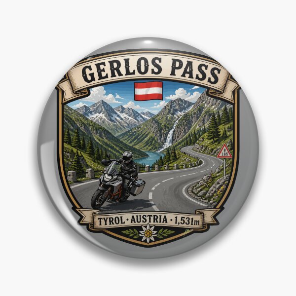 Item preview, Gerlos Alpine Road, Gerlos Alpenstraße Austria Motorcycle Sticker TShirt 05 designed and sold by OuterShellUK.