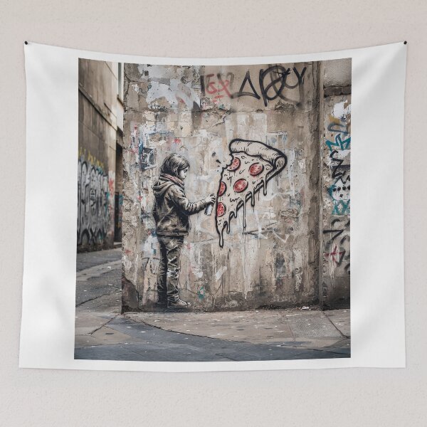 Item preview, Slice Of Pizza Graffiti Street Art designed and sold by Home Decor Art.
