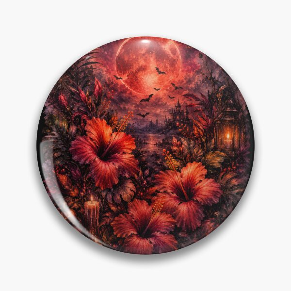 Item preview, Moonlit Hibiscus | Gothic Halloween Botanical Art | Tropical Night Garden Illustration designed and sold by Nolmo.