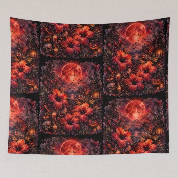 Item preview, Moonlit Hibiscus | Gothic Halloween Botanical Art | Tropical Night Garden Illustration designed and sold by IamNolmo.
