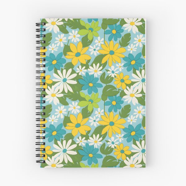 Item preview, 60s Hawaiian Daisy Floral - Retro Blue Yellow White Pattern designed and sold by Ela Art Space .