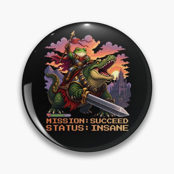 Item preview, I Will Succeed Because I Am Insane Pixel Art Frog Warrior Crocodile Rider designed and sold by PROPera-design.
