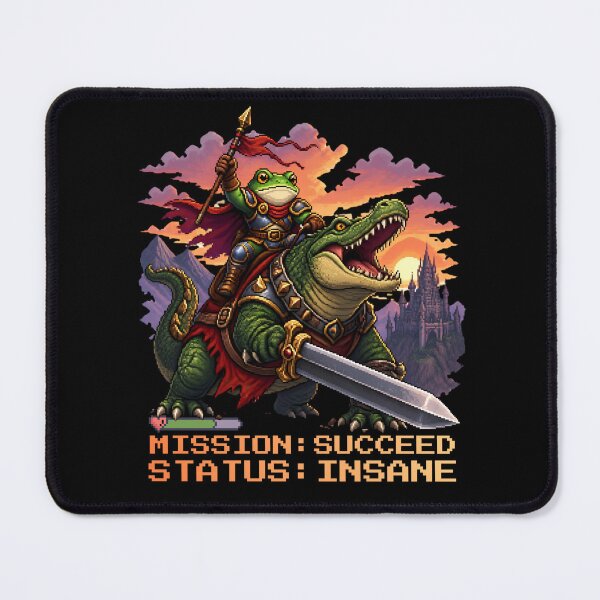 Item preview, I Will Succeed Because I Am Insane Pixel Art Frog Warrior Crocodile Rider designed and sold by PROPera-design.
