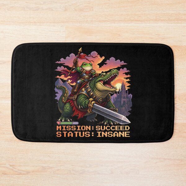 Item preview, I Will Succeed Because I Am Insane Pixel Art Frog Warrior Crocodile Rider designed and sold by PROPera-design.