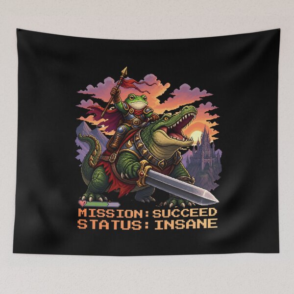 Item preview, I Will Succeed Because I Am Insane Pixel Art Frog Warrior Crocodile Rider designed and sold by PROPera-design.