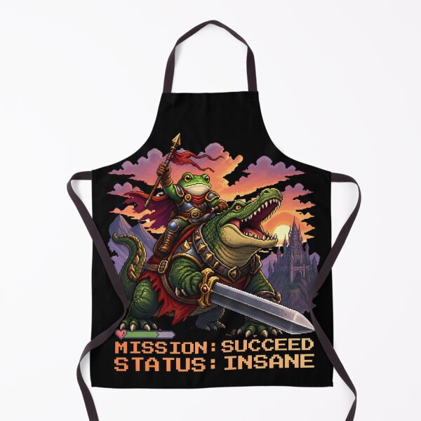 Item preview, I Will Succeed Because I Am Insane Pixel Art Frog Warrior Crocodile Rider designed and sold by PROPera-design.