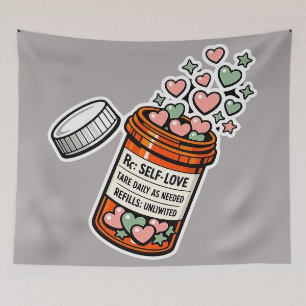Item preview, Prescription For Self Love Funny Mental Health Pill Bottle designed and sold by Timeless Junction.