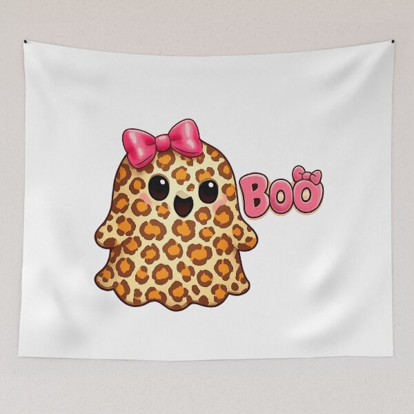 Item preview, Leopard Print "BOO" Ghost | Coquette Pink Bow Halloween Design designed and sold by MOCH- ART.