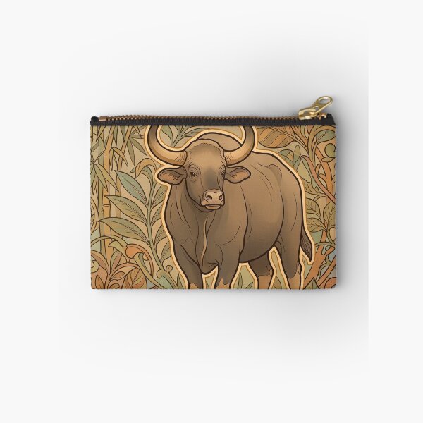 Item preview, Wild Gaur Bull Art Nouveau Vintage Botanical Wildlife Print designed and sold by FreiherrPK.